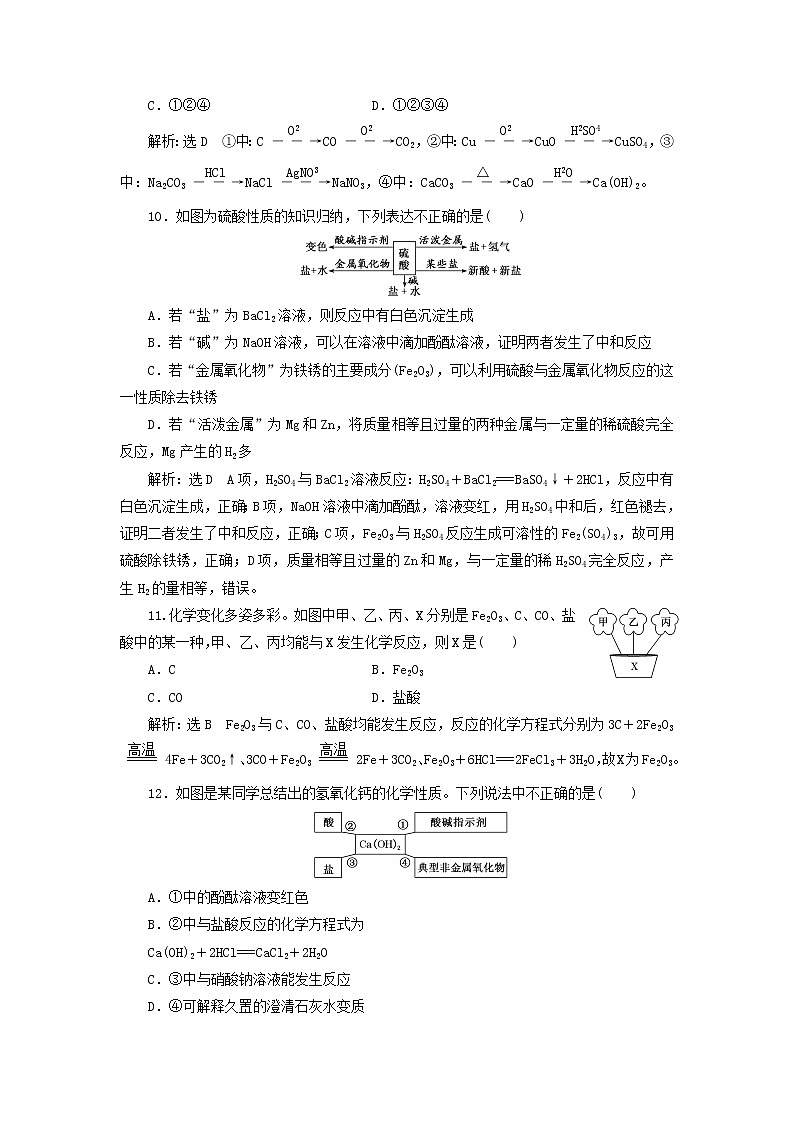 新人教版高中化学必修第一册课时检测2物质的转化含解析第3页