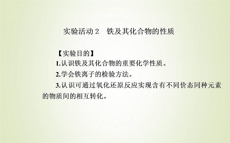 新人教版高中化学必修第一册第三章铁金属材料实验活动2铁及其化合物的性质课件第2页