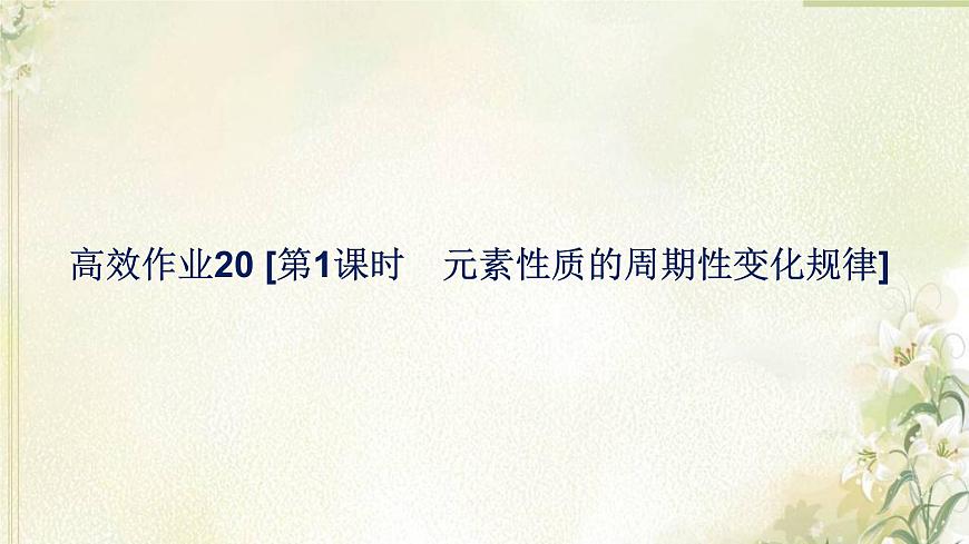 新人教版高中化學(xué)必修第一冊(cè)第四章物質(zhì)結(jié)構(gòu)元素周期律高效作業(yè)20第1課時(shí)元素性質(zhì)的周期性變化規(guī)律課件第1頁(yè)