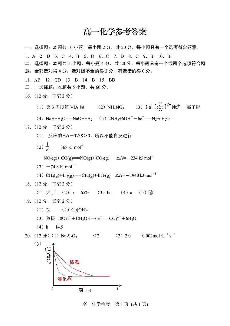 202104高一化学答案第1页