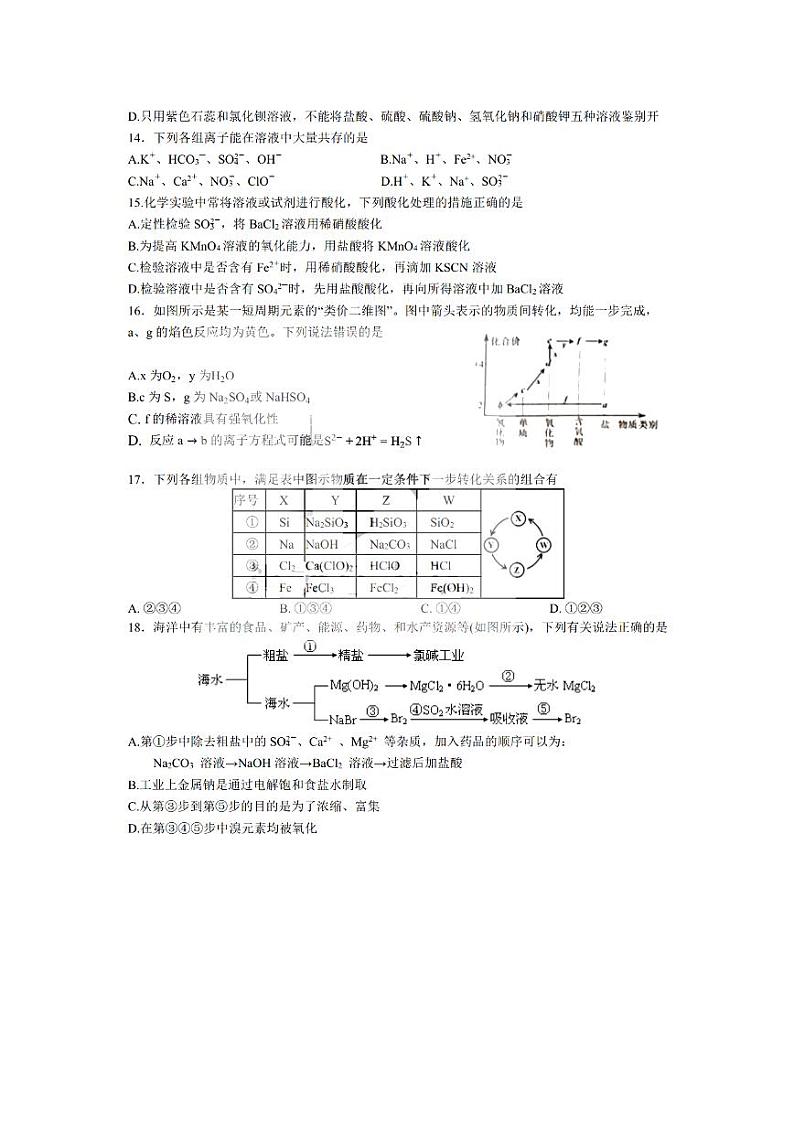 2021哈尔滨师大附中高一下学期4月份阶段性测试化学试题PDF版含答案第3页