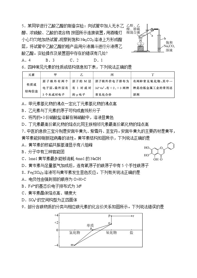 2022届山东省百师联盟高三模拟联考化学试题及答案02