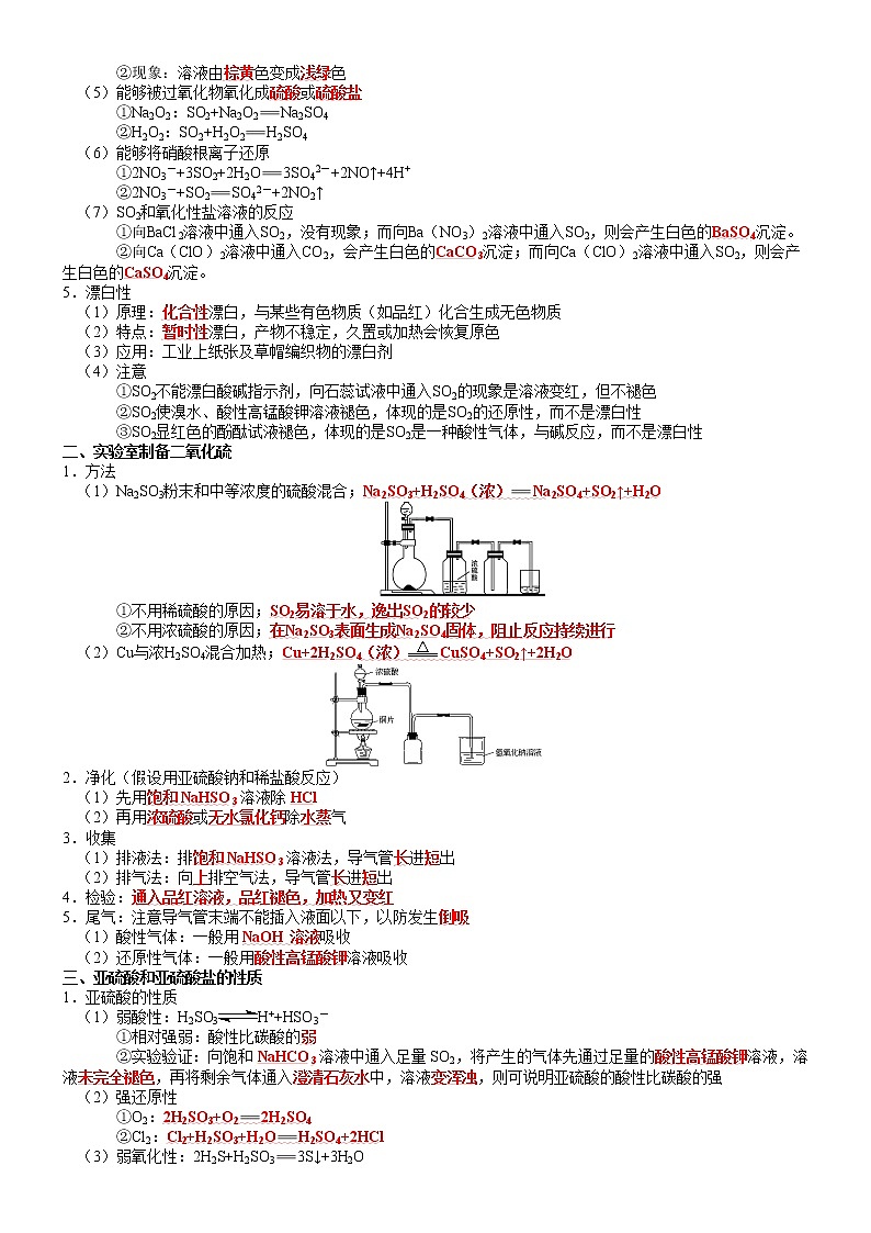 第五章 化工生产中的重要非金属元素-2021-2022学年高一化学期末备考单元复习知识清单(人教版2019必修第二册)03