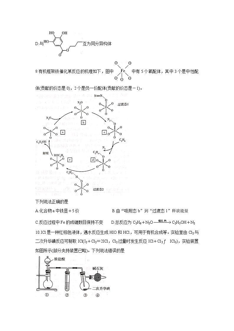 2022河南省大联考“顶尖计划”高三上学期第一次考试化学含答案02