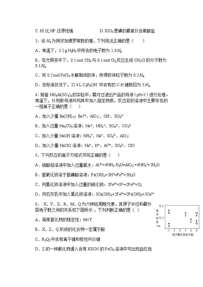 2021河北省正定中学高三上学期第一次半月考化学试题含答案第2页