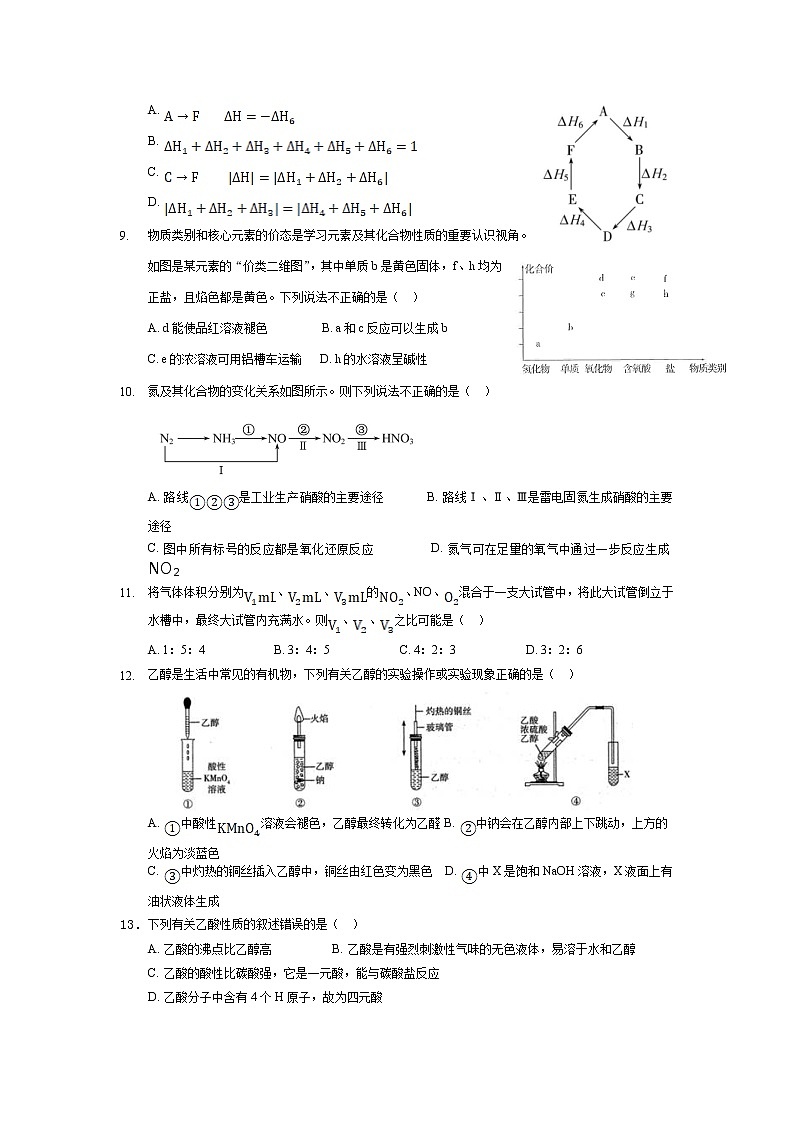 2021长春第二实验中学高一下学期期末考试化学试题含答案02