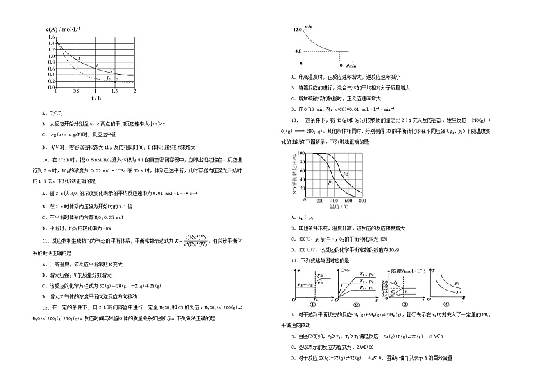 新高考化学一轮单元训练第十单元化学反应速率与化学平衡(B卷)含答案02