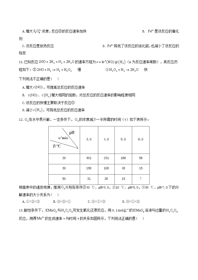 人教版高中化学选择性必修1第2章化学反应速率与化学平衡1.2影响化学反应速率的因素活化能练习含答案03