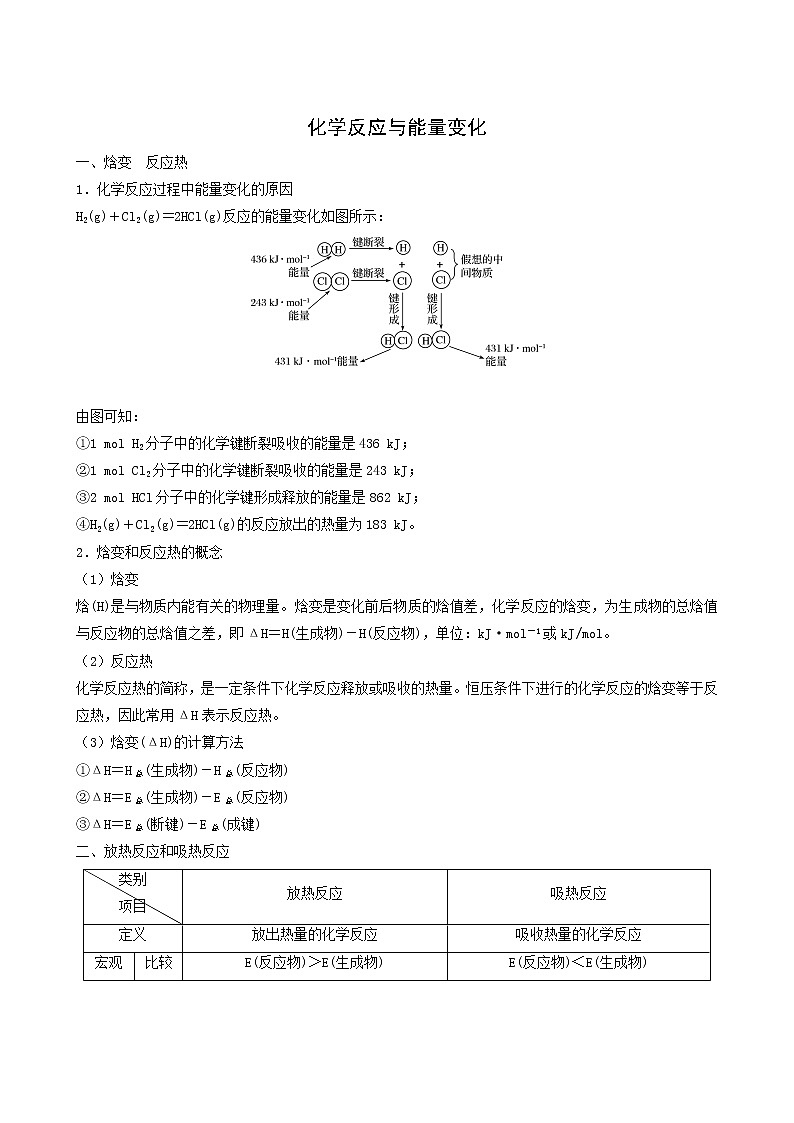 人教版高中化學(xué)選擇性必修1同步練習(xí)化學(xué)反應(yīng)與能量變化含答案第1頁(yè)