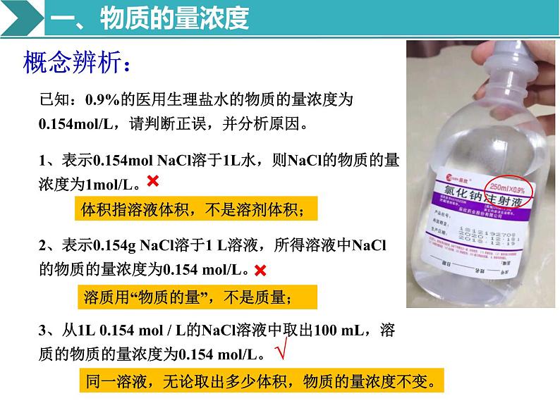 高中化学 必修第一册 《物质的量浓度》 课件05