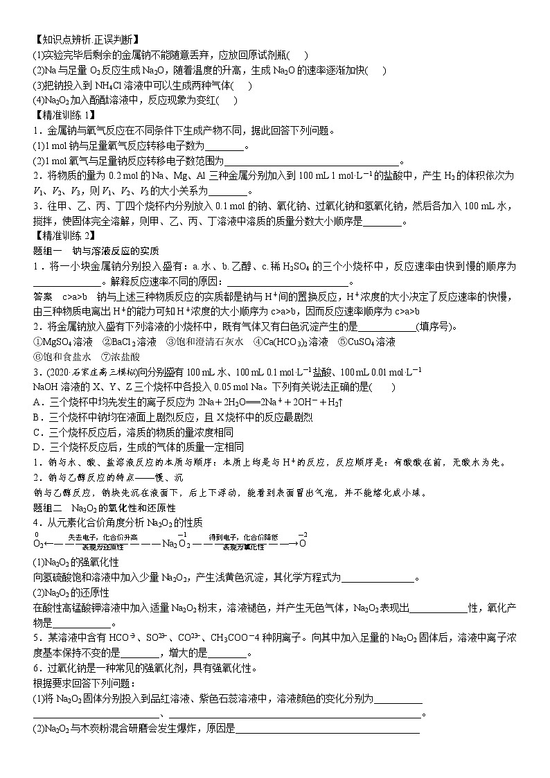 专题2.1 钠及其重要化合物-备战2023年高考化学新编大一轮复习讲义(原卷版)第2页