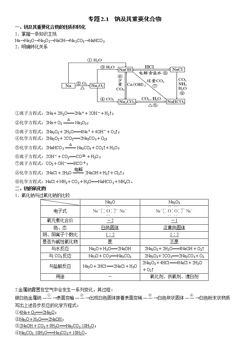 专题2.1 钠及其重要化合物-备战2023年高考化学新编大一轮复习讲义(解析版)第1页