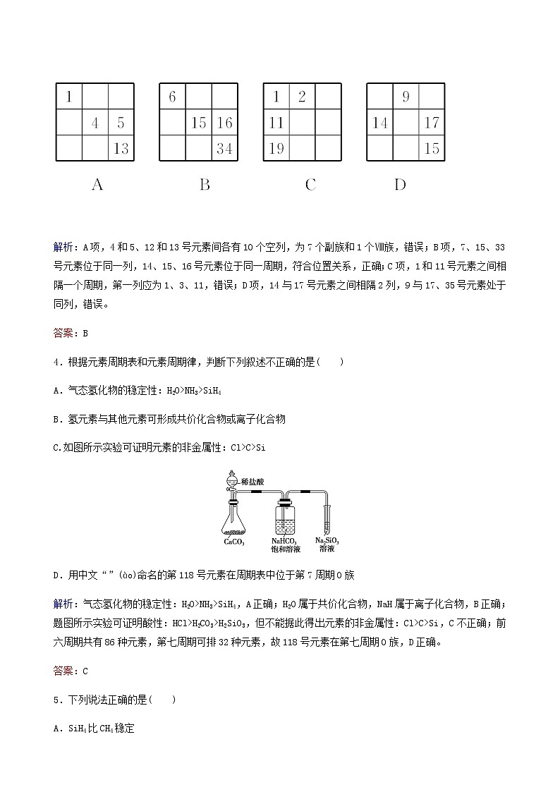 苏教版高考化学一轮复习专题练5微观结构与物质的多样性第16讲元素周期和元素周期表含答案第2页