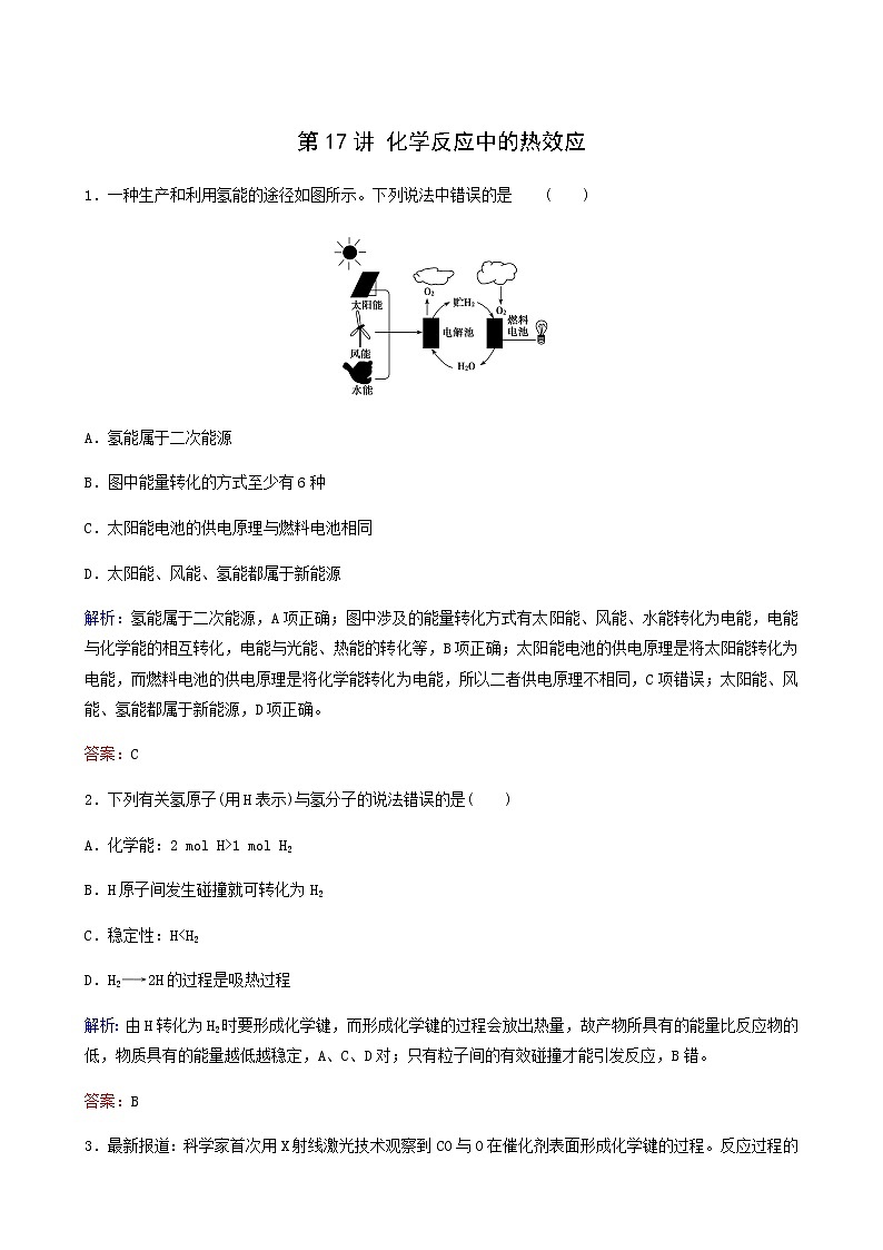 蘇教版高考化學(xué)一輪復(fù)習(xí)專(zhuān)題練6化學(xué)反應(yīng)與能量變化第17講化學(xué)反應(yīng)中的熱效應(yīng)含答案第1頁(yè)