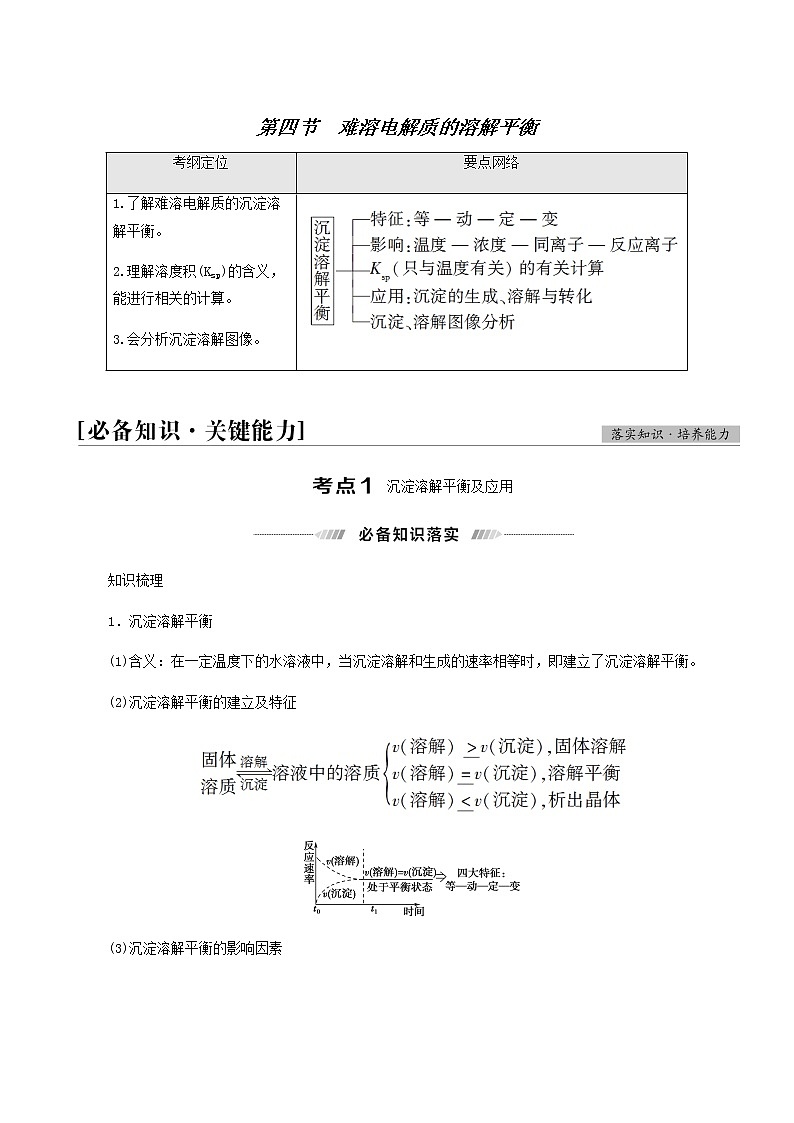高考化学一轮复习第8章水溶液中的离子平衡第4节难溶电解质的溶解平衡学案第1页