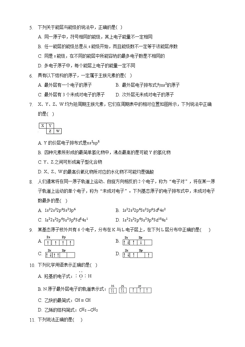 高中化学选择性必修二 1.1.3 泡利原理、洪特规则、能量最低原理练习下学期(原卷版)第2页