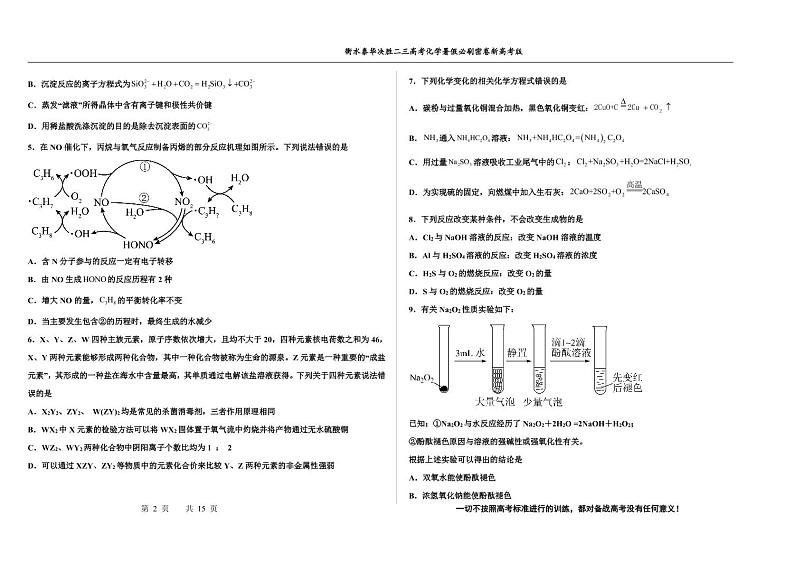 2023届河北省衡水中学、泰华中学高三 决胜新高考 化学暑假必刷密卷第1套(PDF版)第2页