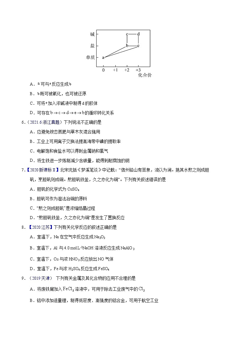 十年(2013-2022)高考化学真题分项汇编(全国通用)专题16 铁、铜及其化合物(学生版)第3页