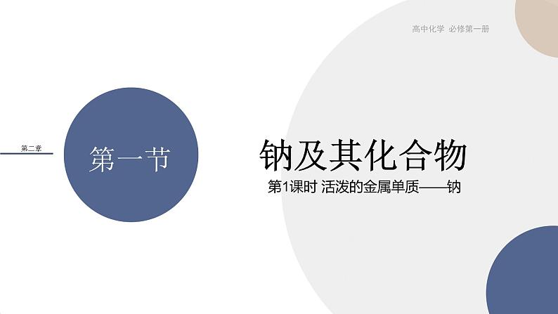 人教版高中化学必修第一册 第二章 1.1《活泼的金属单质-钠》课件PPT第1页