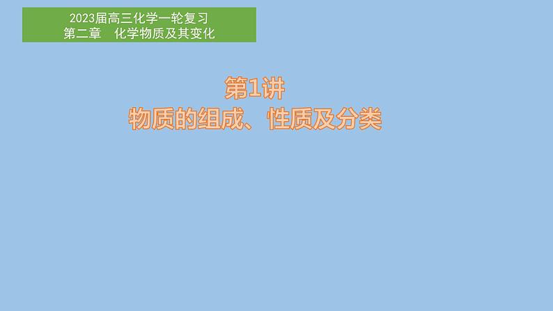 2023届高三化学高考备考一轮复习物质的组成、性质及分类课件第1页