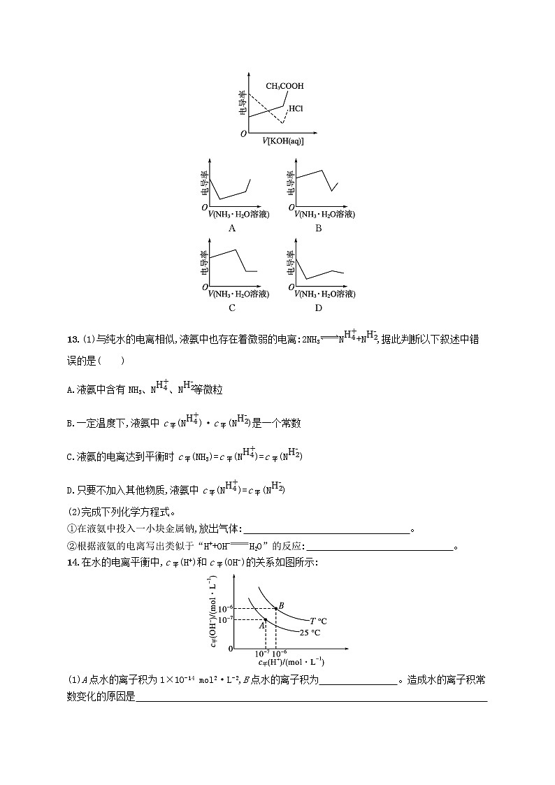 2022—2023学年新教材高中化学鲁科版选择性必修1第3章物质在水溶液中的行为第1节水与水溶液第1课时水的电离电解质在水溶液中的存在形态(课件+课后习题)03