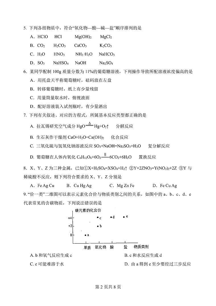 化学题卷第2页