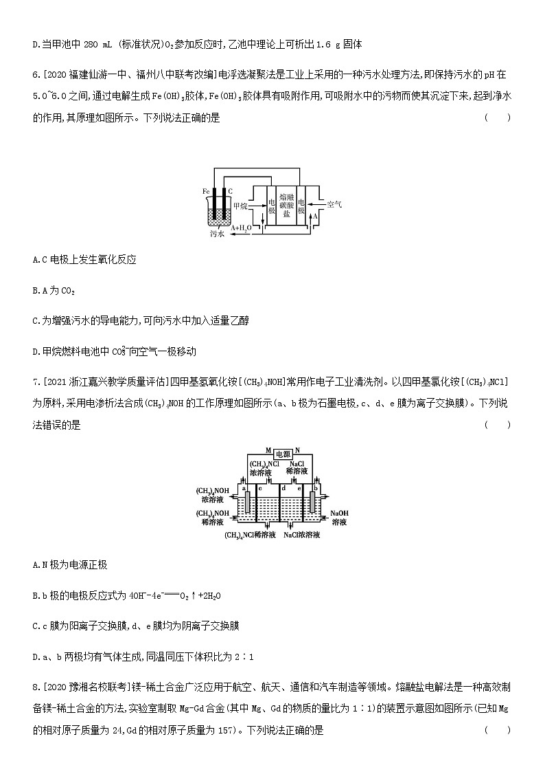 通用版高考化学考点复习训练十四电解池金属的腐蚀与防护含答案03