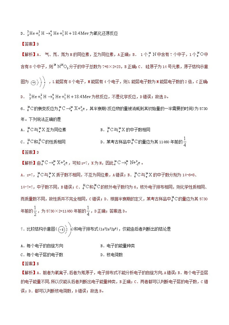 專題02第一章 原子結(jié)構(gòu)與性質(zhì)(B卷提升篇)檢測(解析版)第3頁