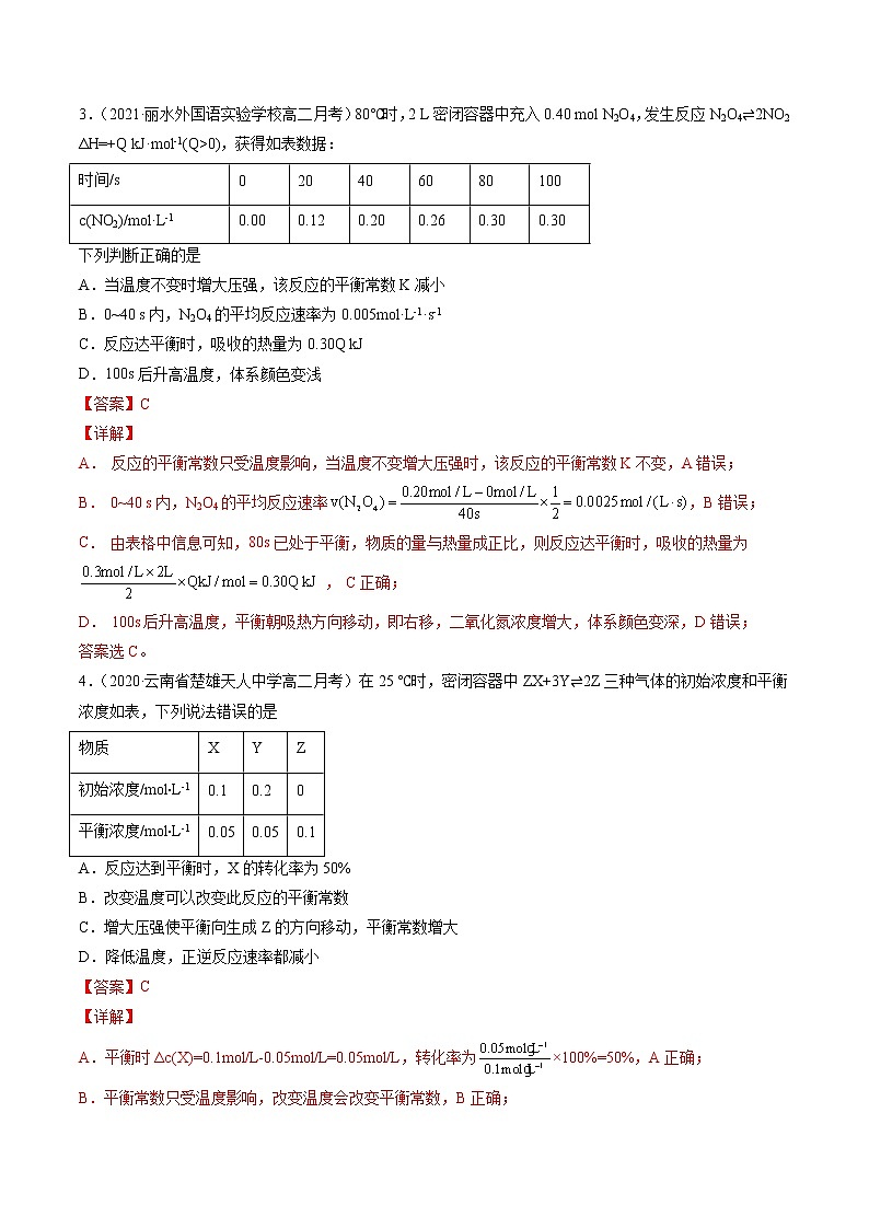 2.3.3 化学平衡常数-2022-2023学年高二化学课后培优练(人教版选修4)(解析版)第2页