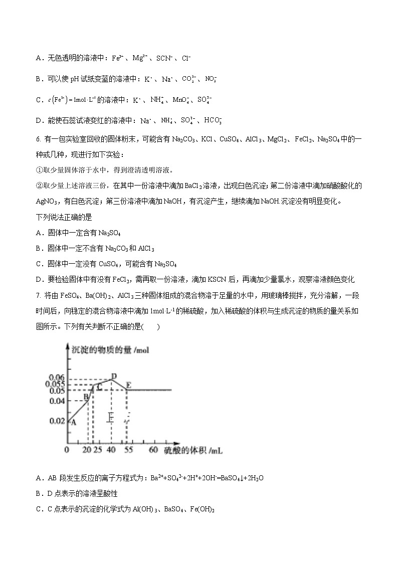 第三章 铁 金属材料(章末检测)-2022-2023学年高一化学章末检测+高频易错点(人教版2019必修第一册)(原卷版)第2页