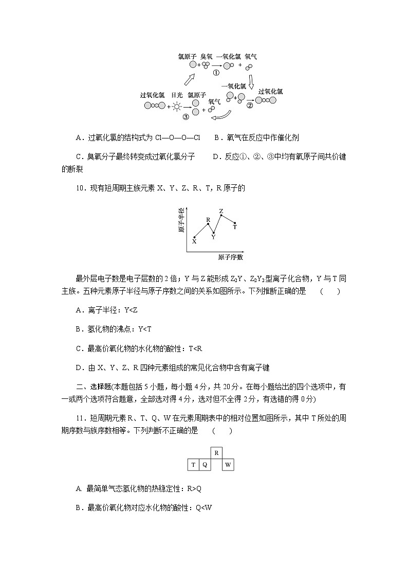 苏教版高中化学必修第一册阶段质量检测微观结构与物质的多样性(五)含答案第3页