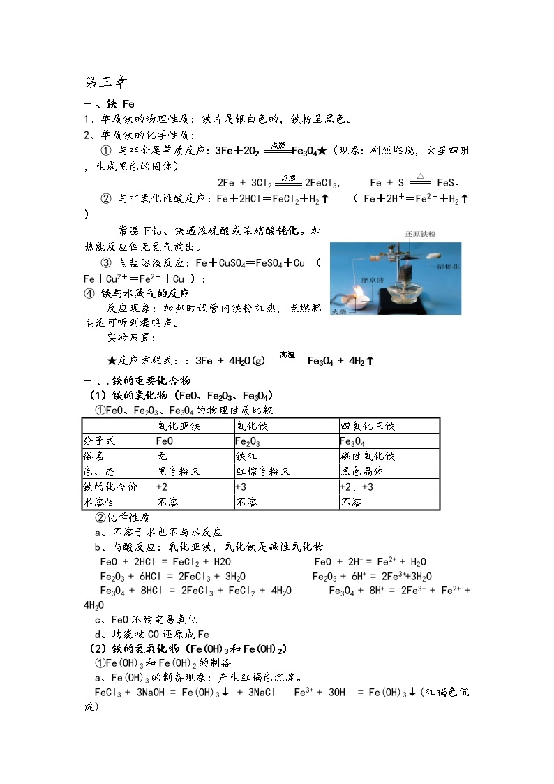 高中化学高一上册必修一第三章 铁金属材料 知识点01