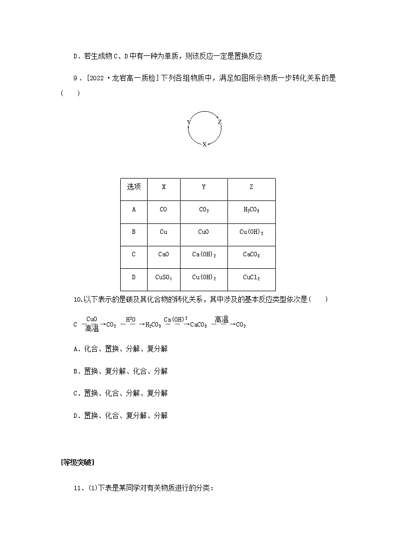新人教版高中化学必修第一册课时作业2物质的转化含答案03