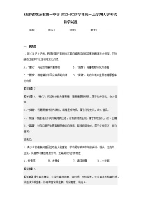 2022-2023学年山东省临沂市第一中学高一上学期入学考试化学试题含解析