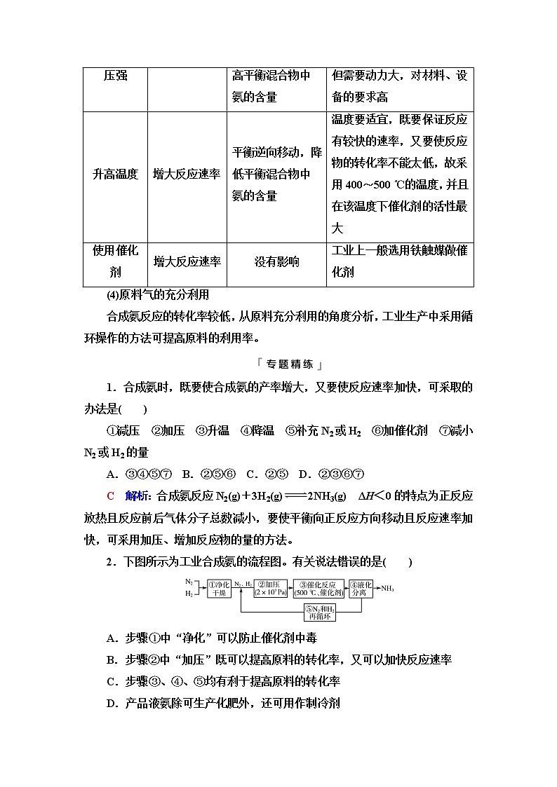 鲁科版高考化学一轮总复习第6章第2节素养提升13化学平衡的调控在化工生产中的应用课时学案02