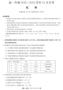 山西省长治市、忻州市2022-2023学年高一化学上学期10月月考试题（PDF版附解析）