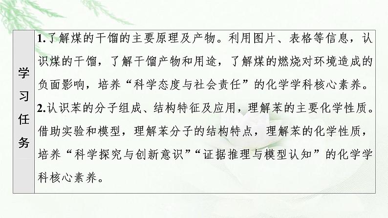 鲁科版高中化学必修第二册第3章第2节基础课时15煤的干馏与苯课件第2页