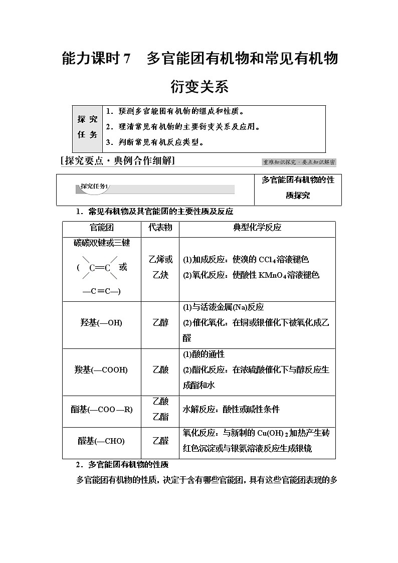 人教版高中化学必修第二册第7章第3节能力课时7多官能团有机物和常见有机物衍变关系学案第1页