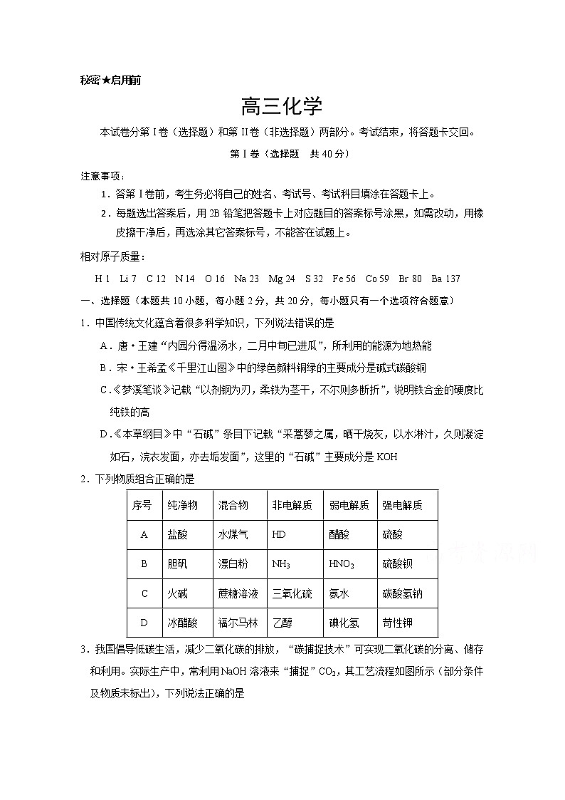2021威海威海文登区高三上学期期中考试化学试题含答案01