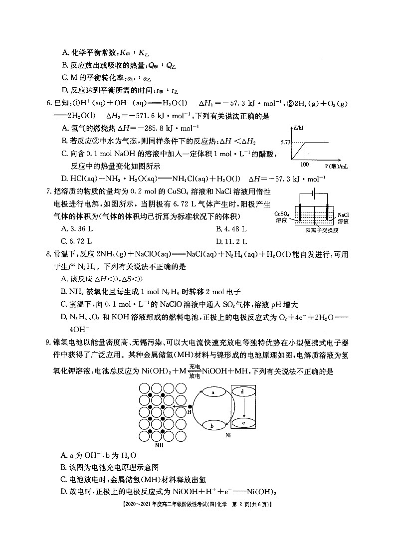 河南省名校联盟2020-2021学年高二上学期12月联合考试——化学第2页