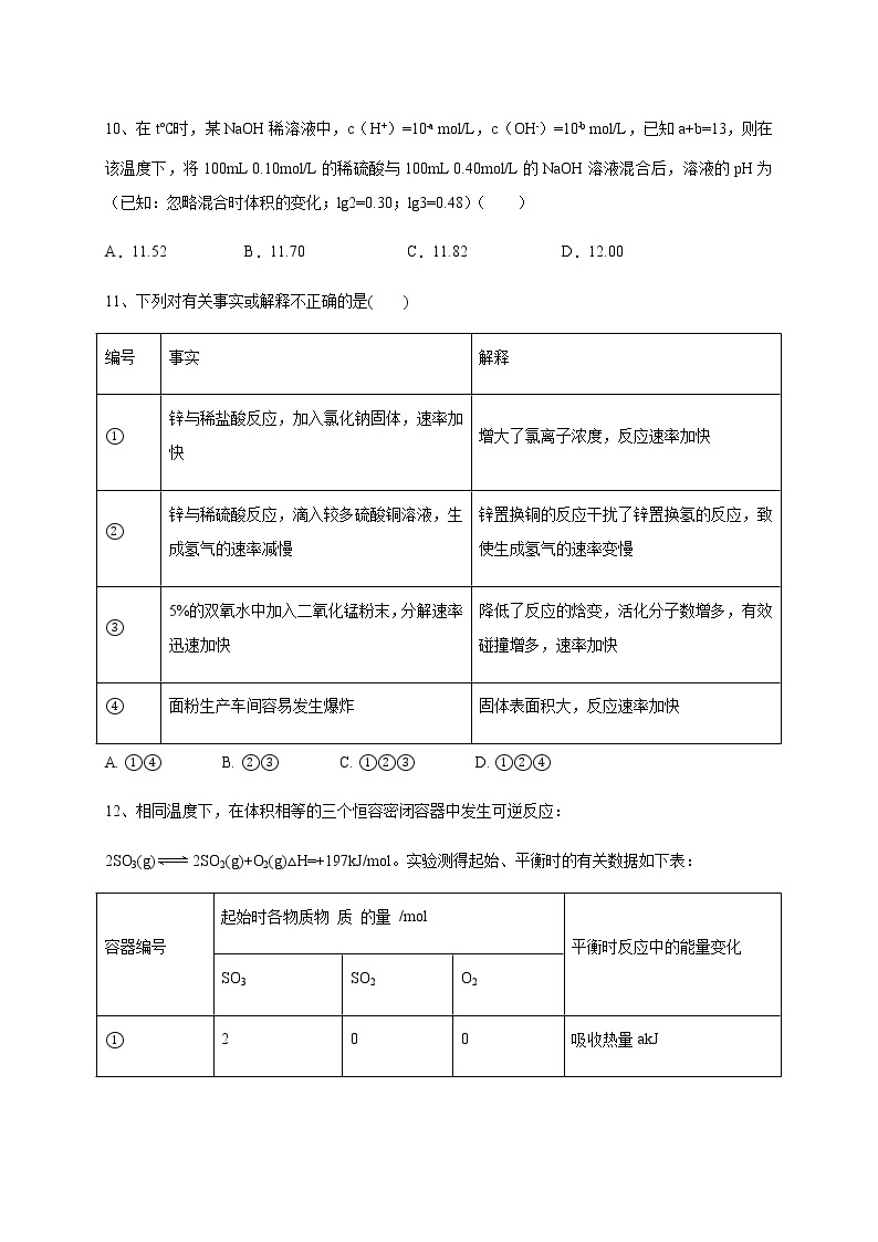 2021四川省仁寿一中北校区高二12月月考化学试题含答案02