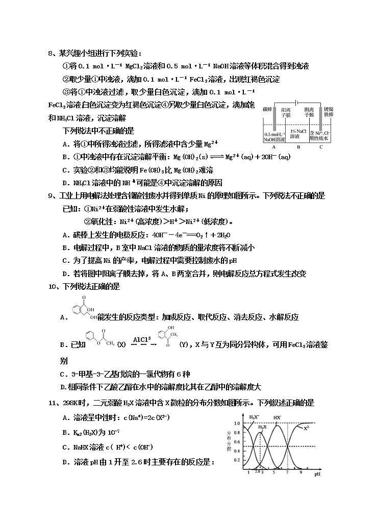 2019遂宁射洪县―高二下学期小班期末考试化学含答案03