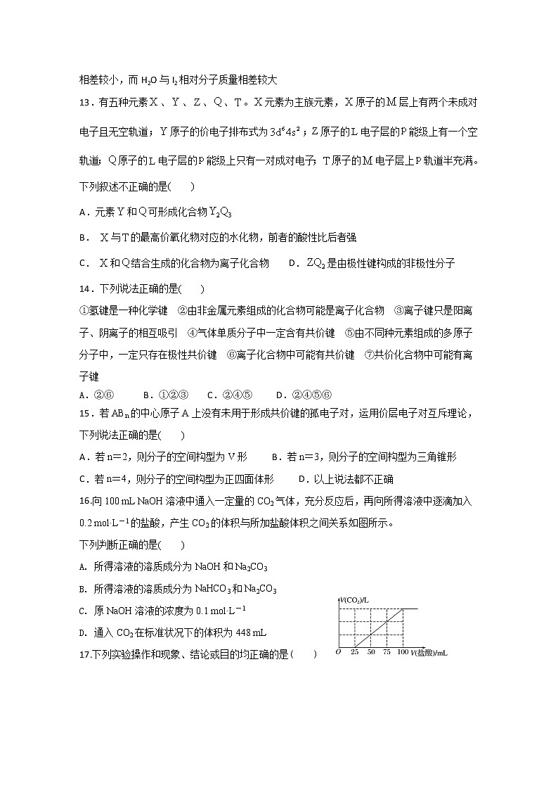 2020朔州一中高二下学期5月考试化学试题含答案03