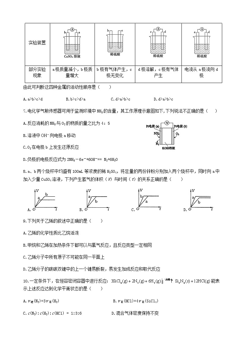 2021陕西省黄陵中学高一下学期期中考试化学试题含答案第2页
