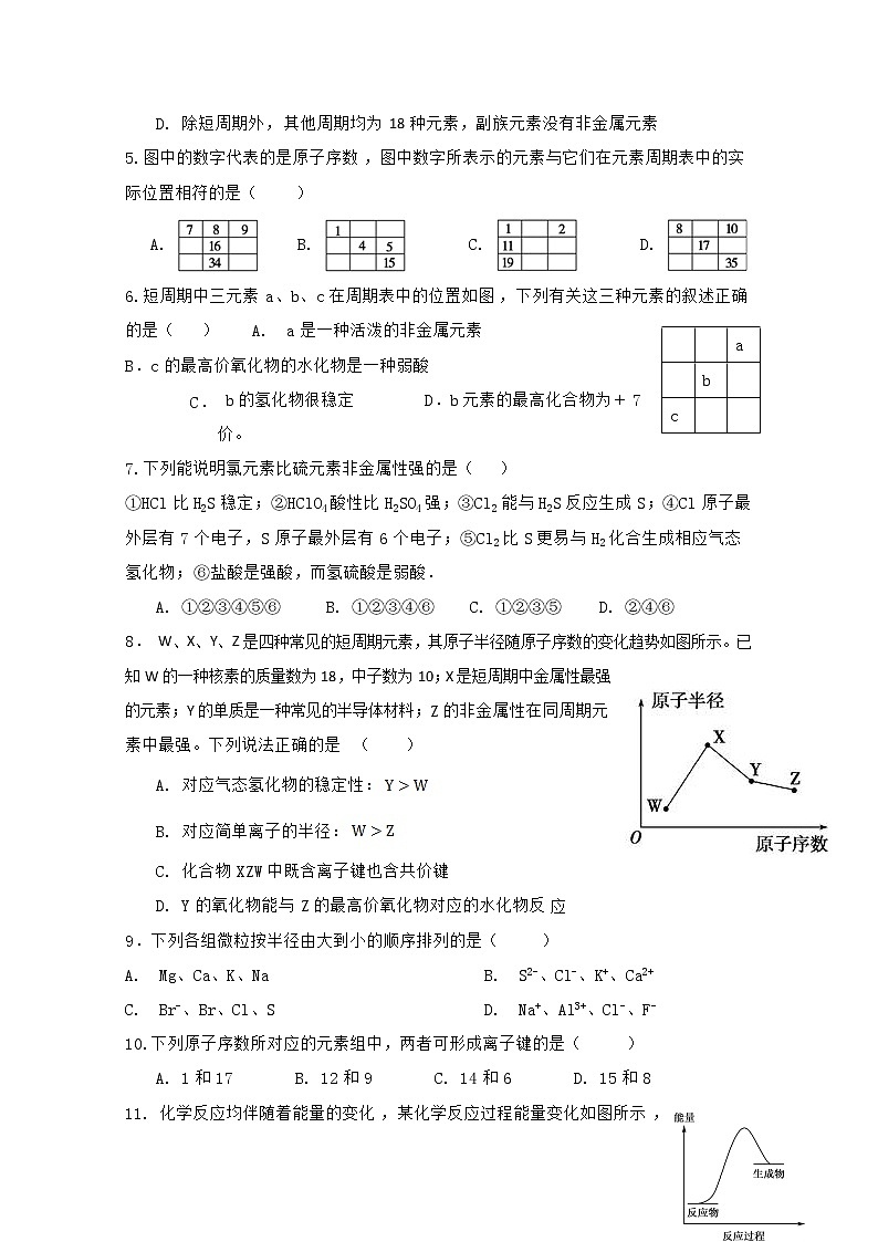 2020石嘴山三中高一下学期6月月考化学试题含答案02