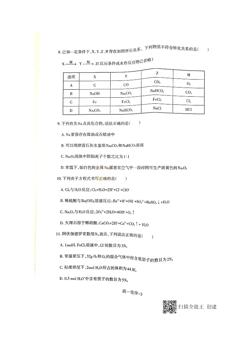 2020沈阳二中、抚顺二中高一上学期期中考试化学试题扫描版含答案03