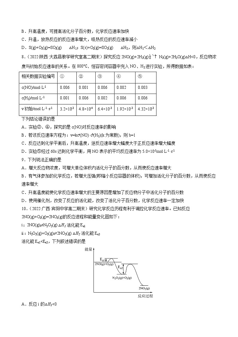 【培优分级练】高中化学(人教版2019)选择性必修第一册 2.1.2《影响化学反应速率的因素活化能》同步分级练(原卷版)第2页
