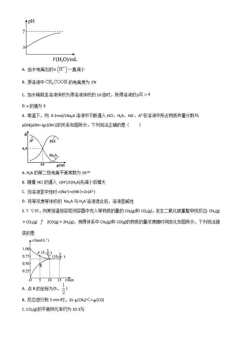 2022济南师大附中高二上学期期中考试化学试题含解析第2页