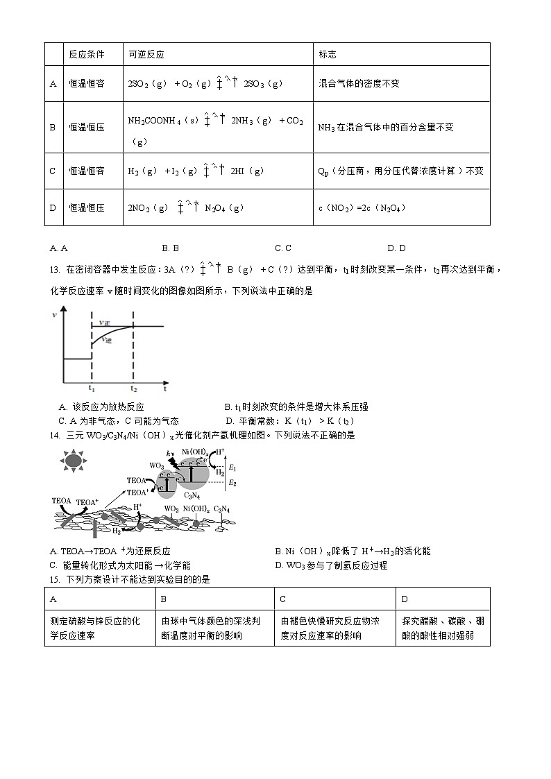 2022新疆生产建设兵团第十师北屯高级中学高二上学期期中考试化学试题含答案03