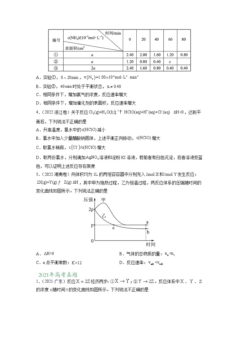 【三年高考真题】最新三年化学高考真题分项汇编——专题09《反应速率、化学平衡》( 2023新高考地区专用)02